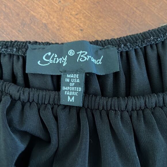 Slinky Brand Black Boho Knit Peasant Blouse Woman Medium Festival Vacation - Picture 5 of 10